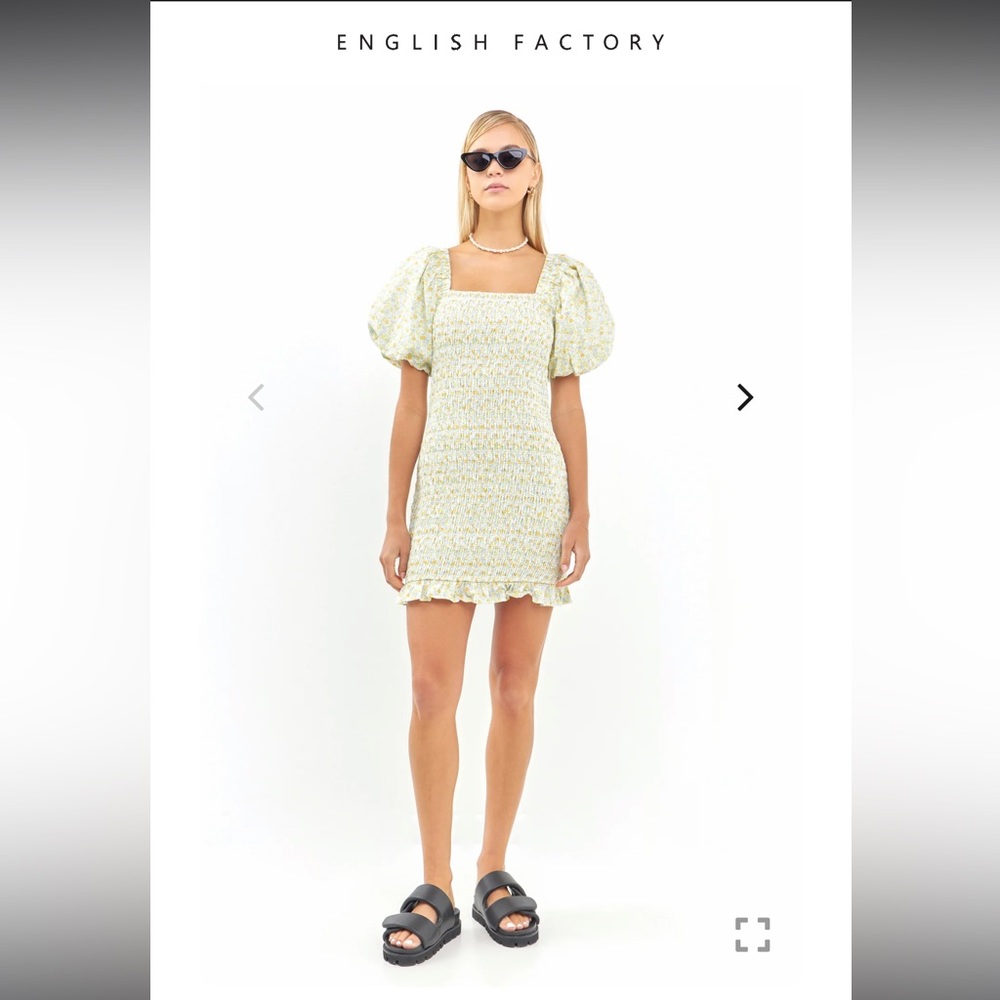 English Factory Floral Smocked Mini Dress Small